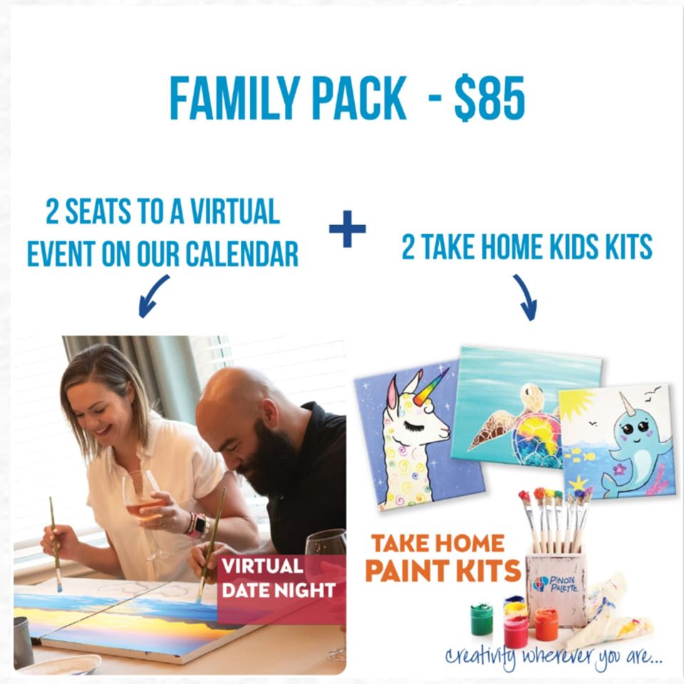 FAMILY PACK! 2 VIRTUAL CLASSES AND 2 TAKE HOME KIDS KITS